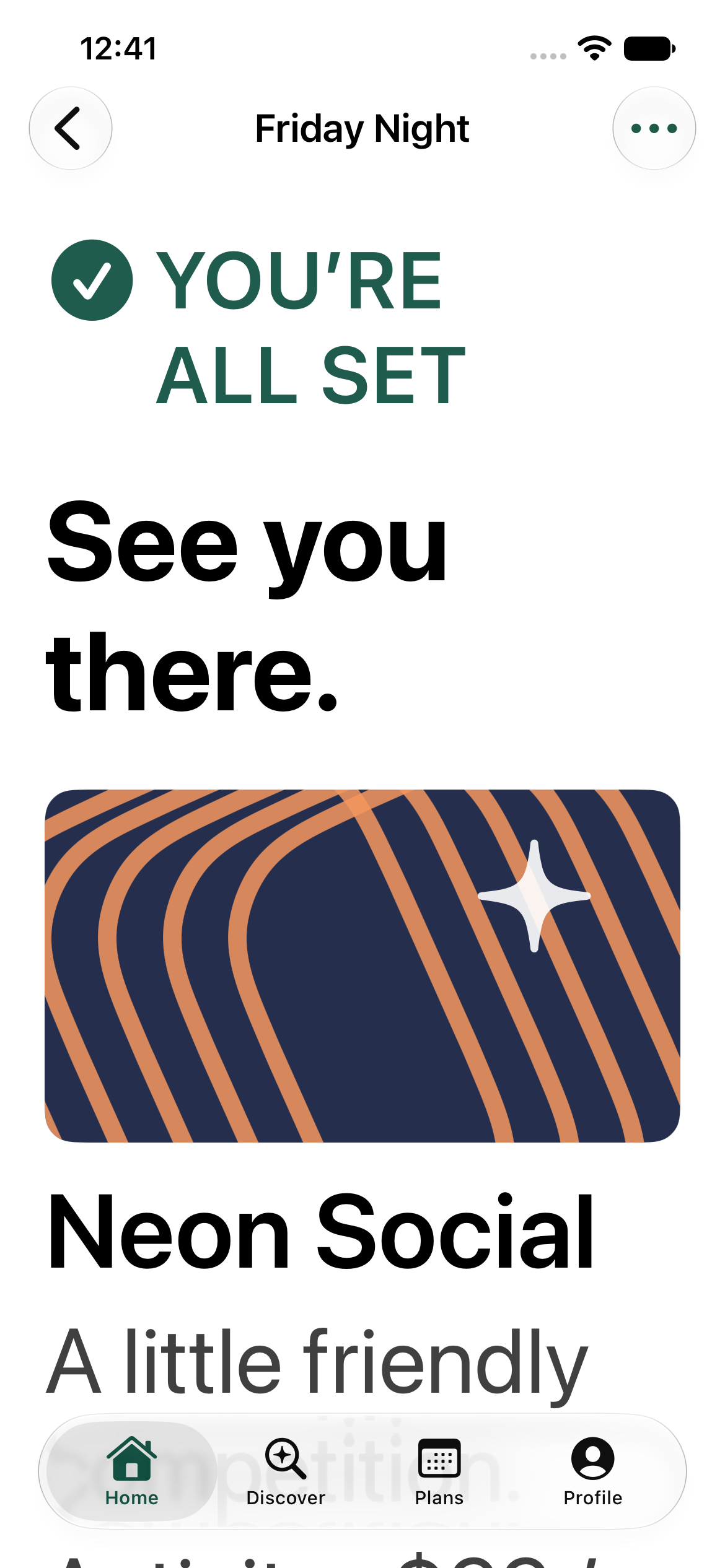 Final plan at the largest accessibility text size on the smaller iPhone 17e Simulator.